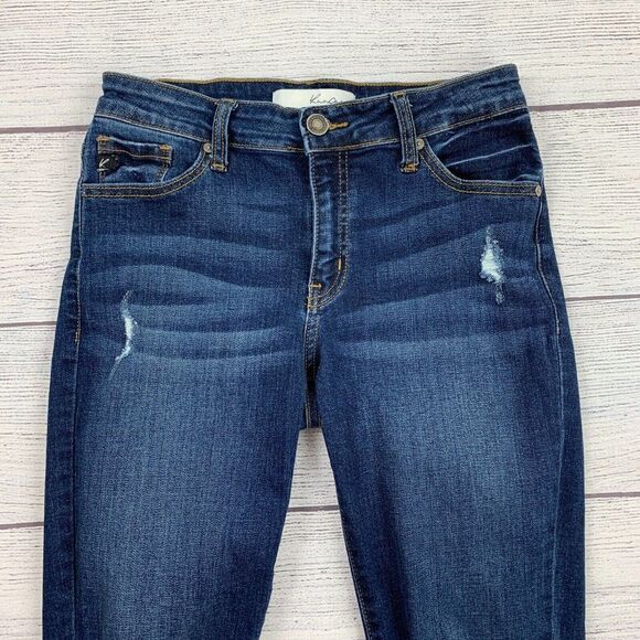 KanCan sz 5 / 26 Skinny Jeans Dark Wash 28.5" Inseam Stretch Distressed - Picture 2 of 10